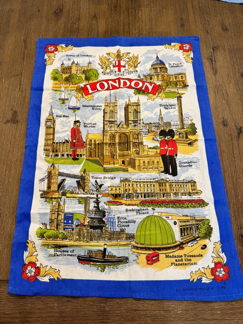 Vintage Retro London Tea Towel Kitchen Linens 100% Cotton